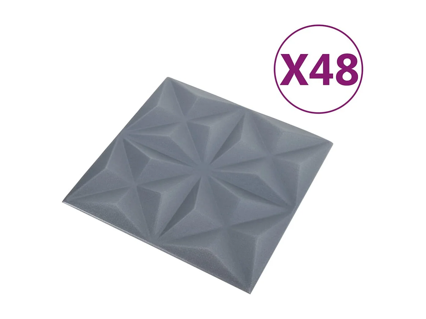 48 st Wandpanelen 3D origami 12 m² 50x50 cm grijs BE333887