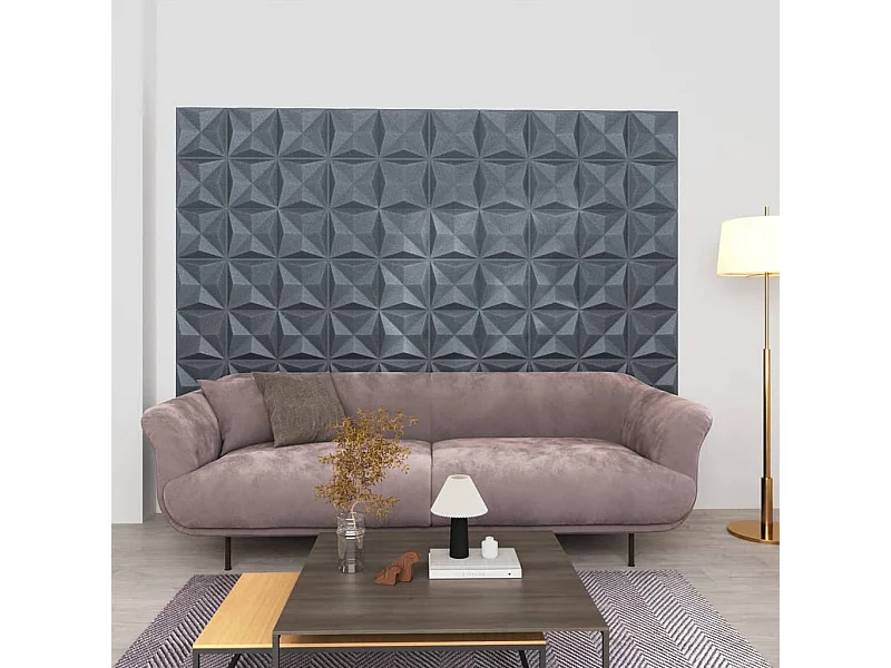 Painéis de parede 3D 48 pcs 50x50 cm 12 m² origami cinza PT421610