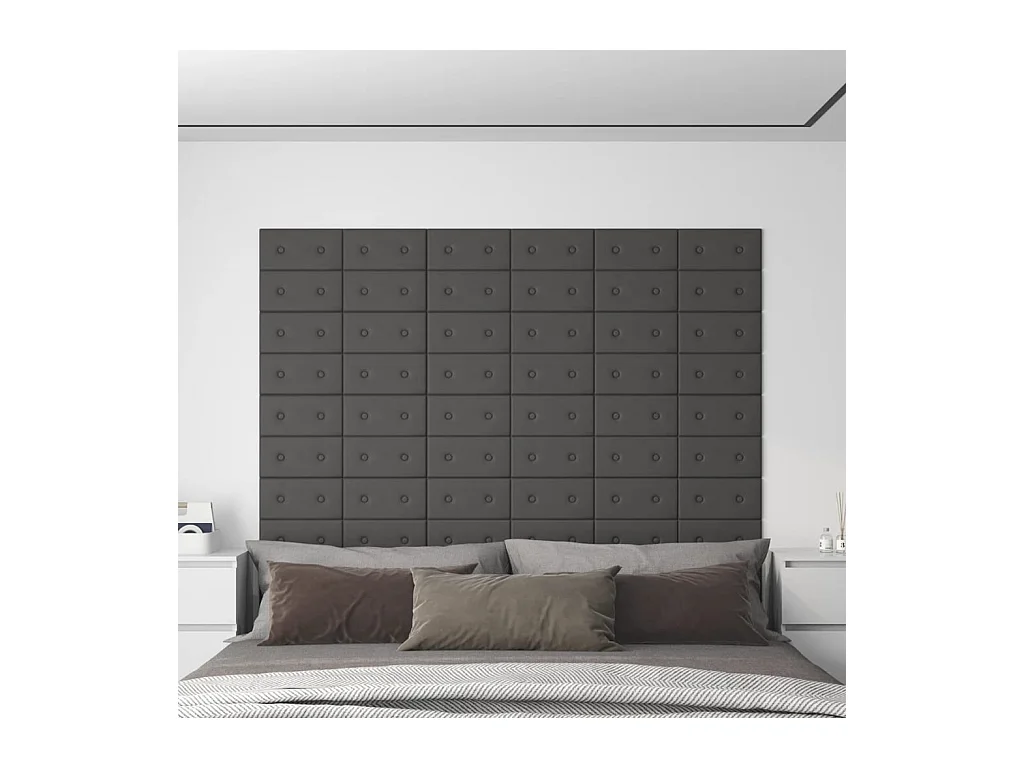 Panneaux muraux 12 pcs Gris 30x15 cm Similicuir 0,54 m² FR173783