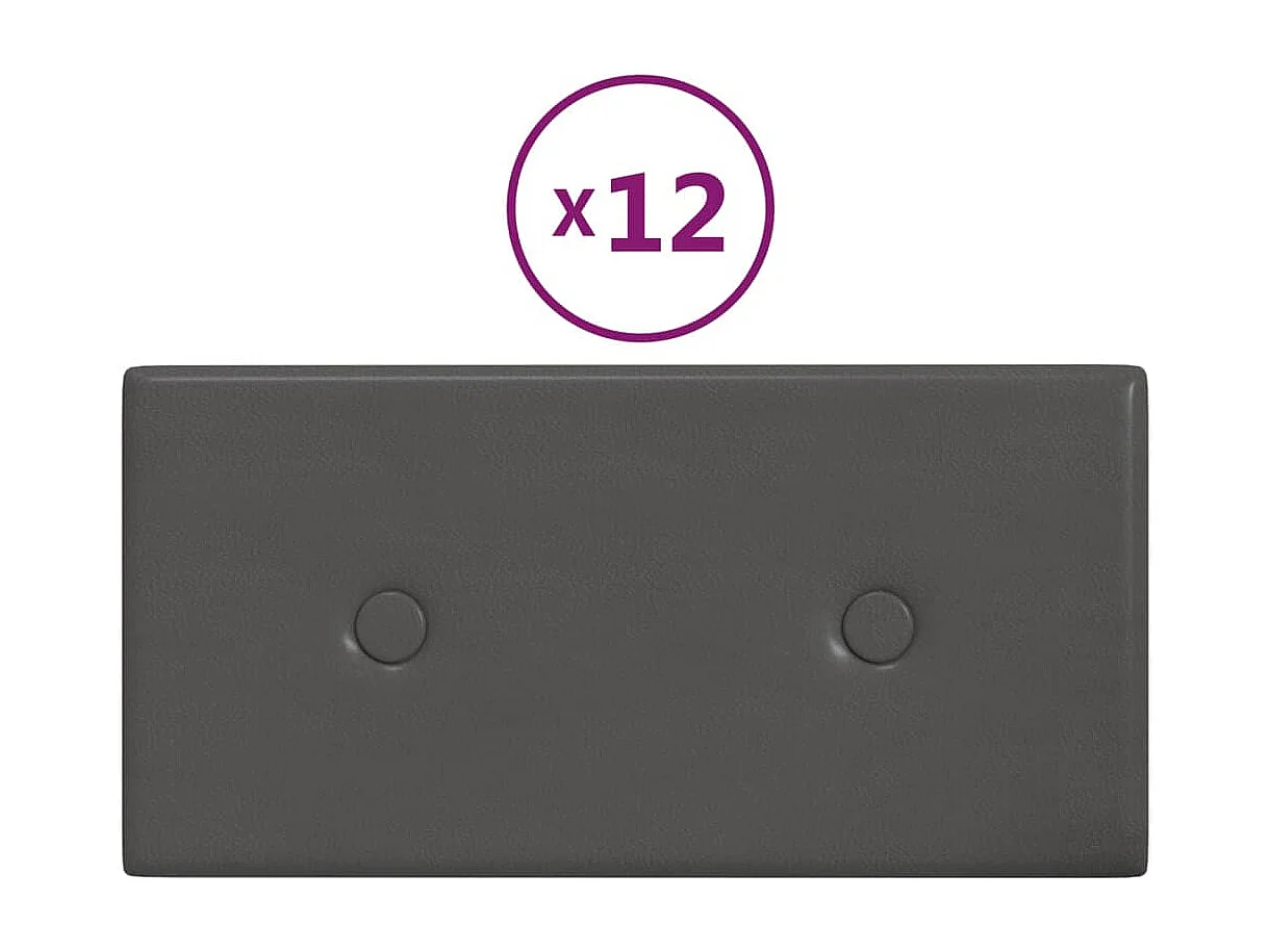 Wandpanelen 12 st 0,54 m² 30x15 cm kunstleer grijs BE870992