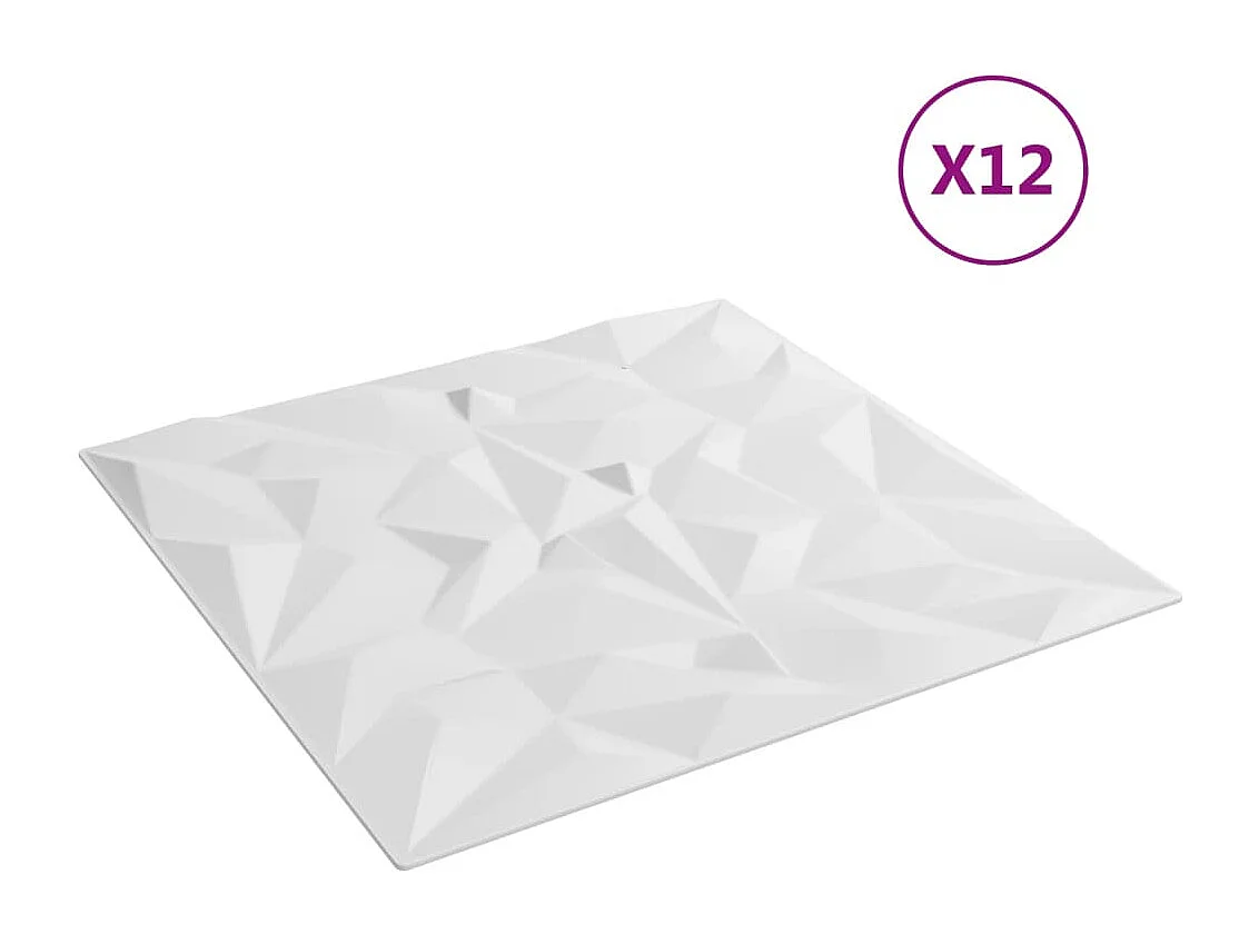 Paneles de pared 12 uds XPS amatista blanco 50x50 cm 3 m² ES236003