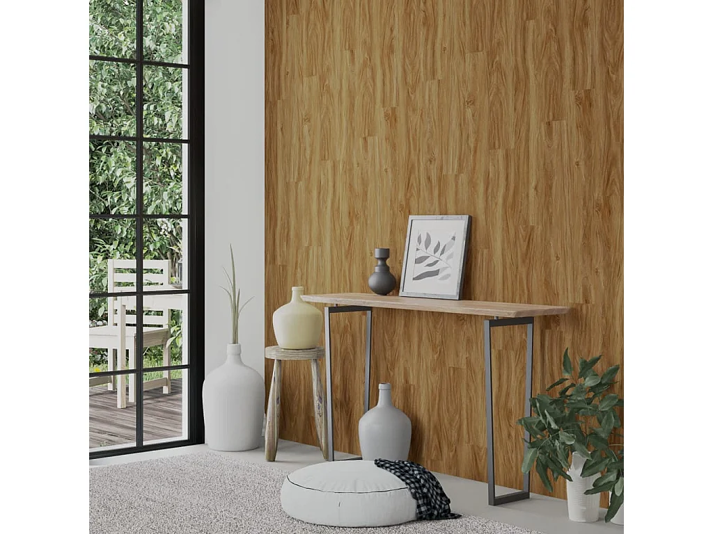 Paneles de pared con aspecto de madera PVC marrón 4,12 m² ES191878