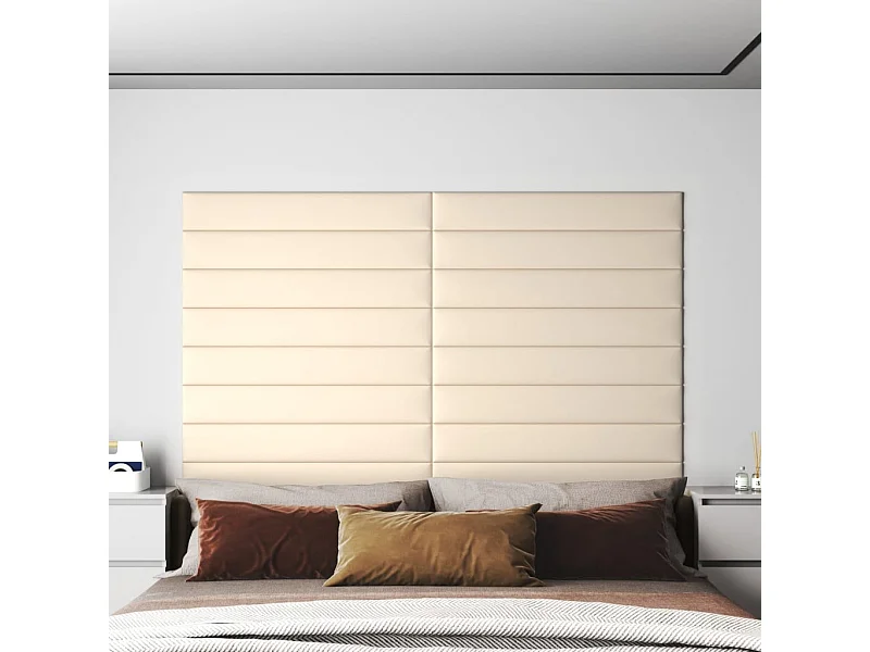 Paneles de pared 12 uds terciopelo color crema 90x15 cm 1,62 m² ES522615