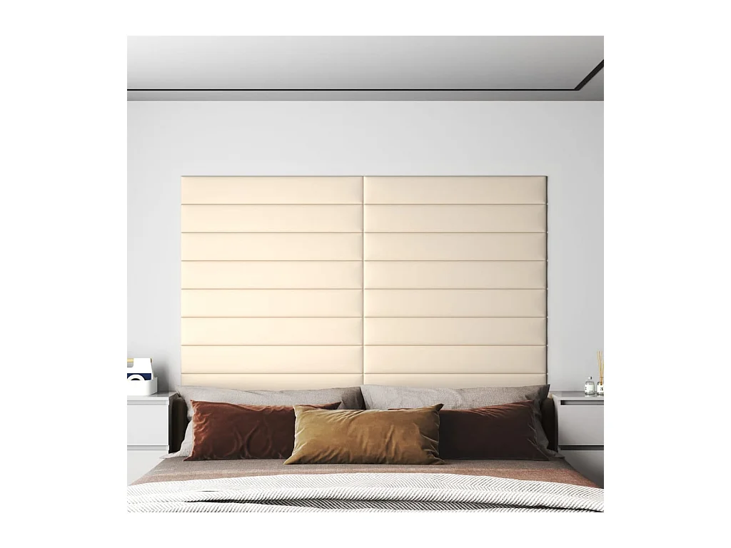 Panneaux muraux 12 pcs Crème 90x15 cm Velours 1,62 m² FR869469