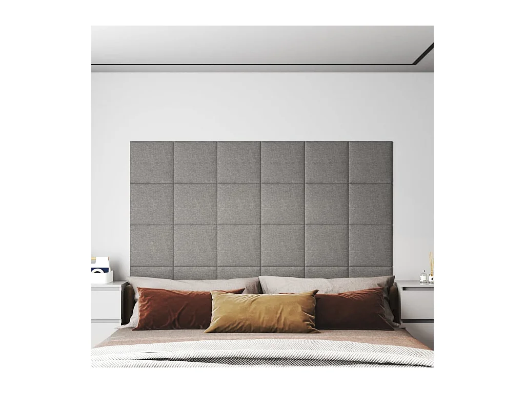 Panneaux muraux 12 pcs Gris clair 30x30 cm Tissu 1,08 m² FR704615
