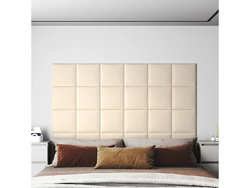 Painel de parede 12 pcs 30x30 cm veludo 1,08 m² cor creme PT785065