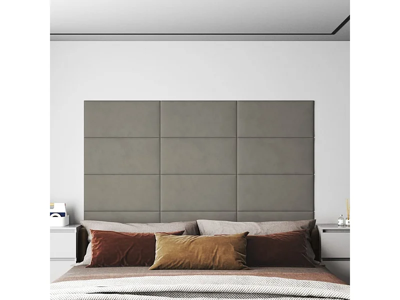 Panneaux muraux 12 pcs Gris clair 60x30 cm Velours 2,16 m² FR920136