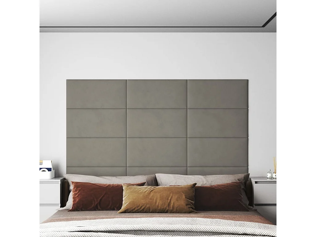 Panneaux muraux 12 pcs Gris clair 60x30 cm Velours 2,16 m² FR920136