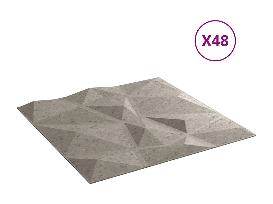 Panneaux muraux 48 pcs gris béton 50x50 cm XPS 12 m² losange FR819158