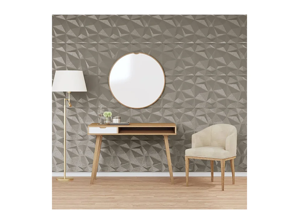 Panneaux muraux 48 pcs gris béton 50x50 cm XPS 12 m² losange FR819158