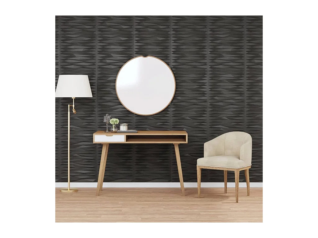 Panneaux muraux 48 pcs noir 50x50 cm XPS 12 m² pierre FR533309