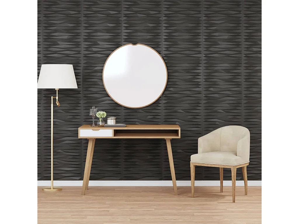 48 st Wandpanelen steen 12 m² 50x50 cm XPS zwart BE654667