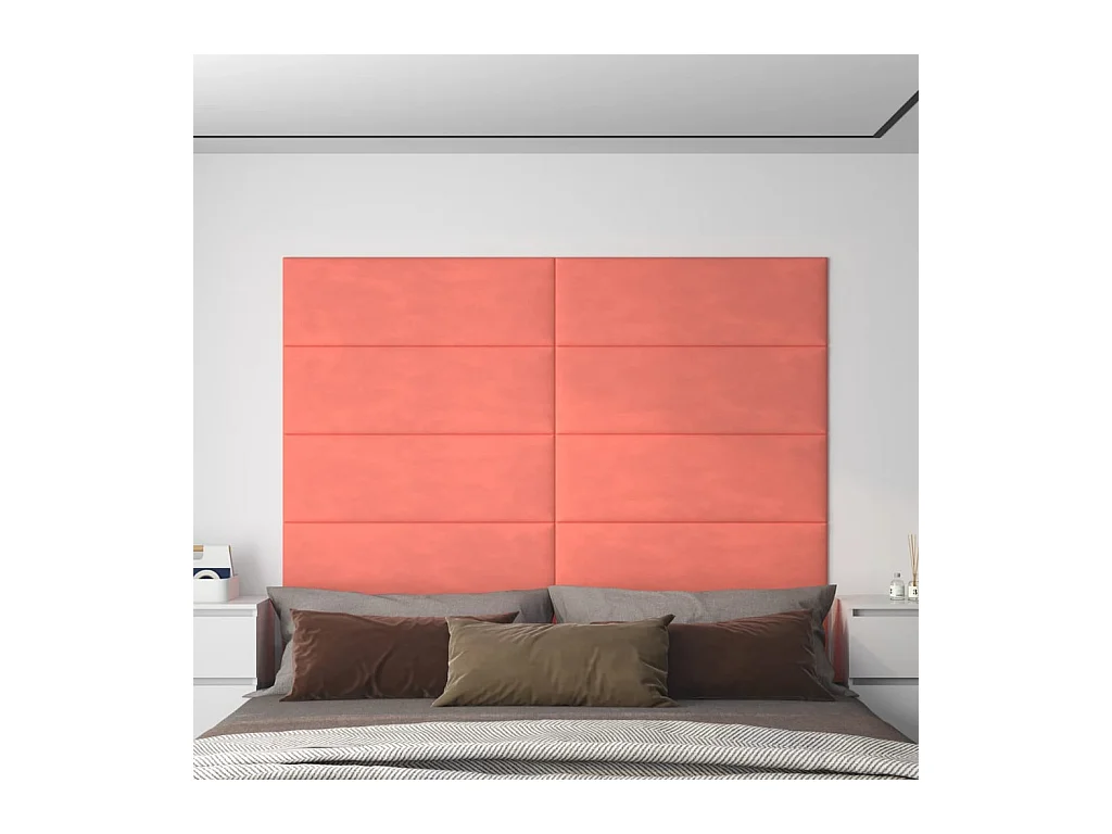 Panneaux muraux 12 pcs Rose 90x30 cm Velours 3,24 m² FR735809