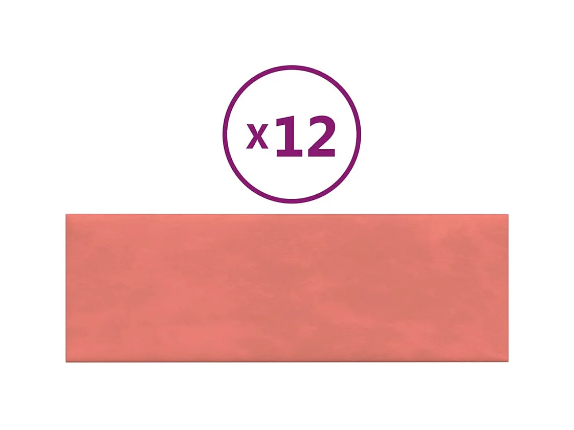 Panneaux muraux 12 pcs Rose 90x30 cm Velours 3,24 m² FR735809