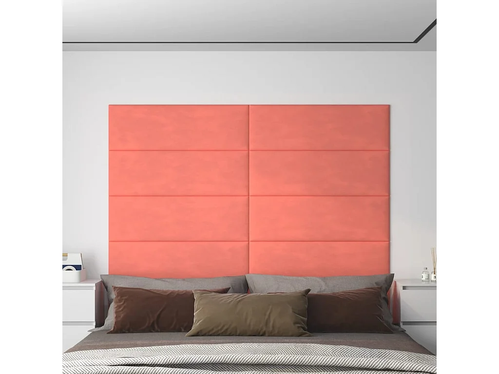 Wandpanelen 12 st 3,24 m² 90x30 cm fluweel roze BE481421