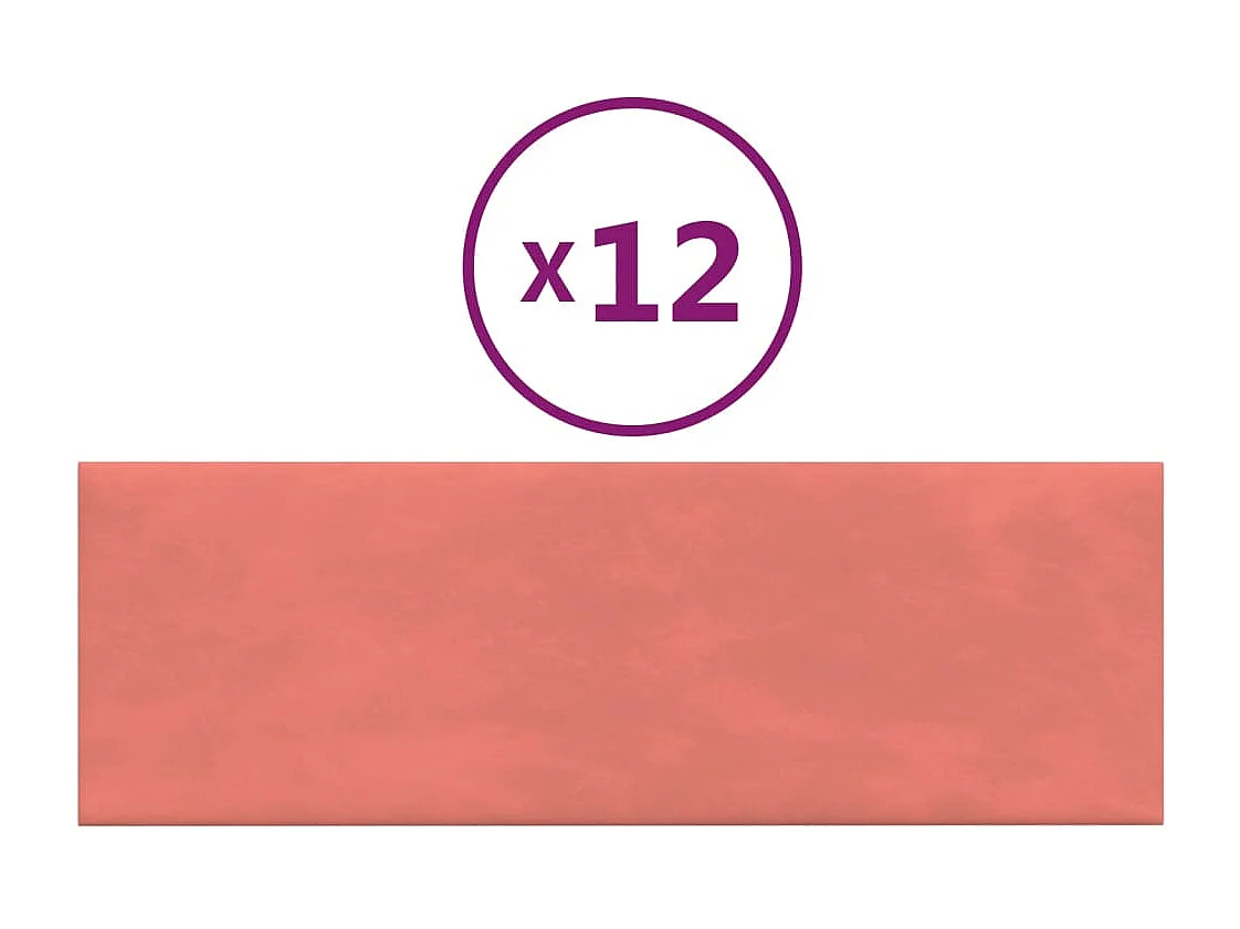 Wandpanelen 12 st 3,24 m² 90x30 cm fluweel roze BE481421