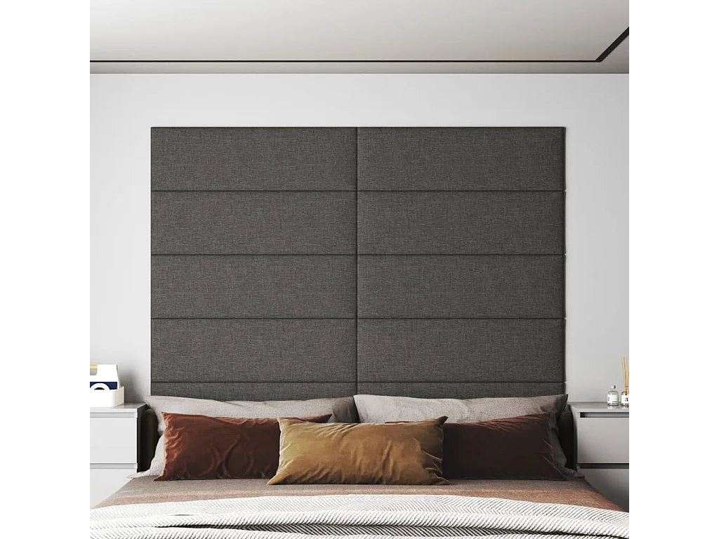 Paneles de pared 12 uds tela gris oscuro 90x30 cm 3,24 m² ES650499