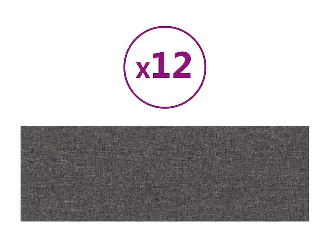 Panneaux muraux 12 pcs Gris foncé 90x30 cm Tissu 3,24 m² FR354255