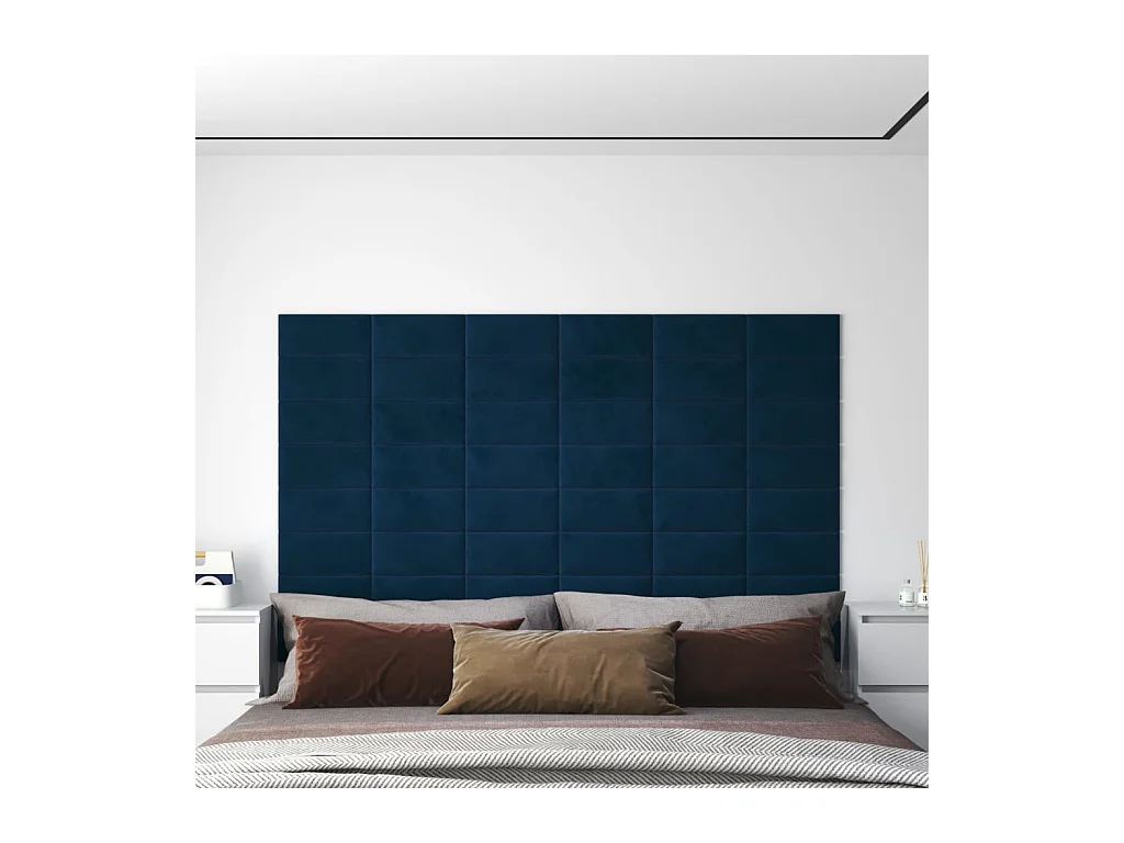 Panneaux muraux 12 pcs Bleu 30x15 cm Velours 0,54 m² FR940821