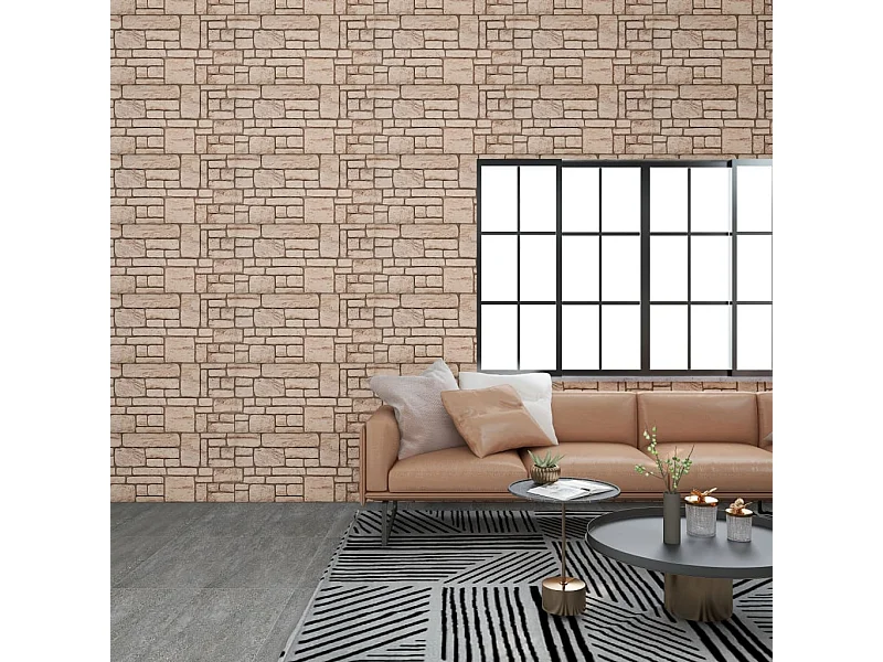 Panneaux muraux 3D avec design de brique beige 11 pcs EPS FR438038