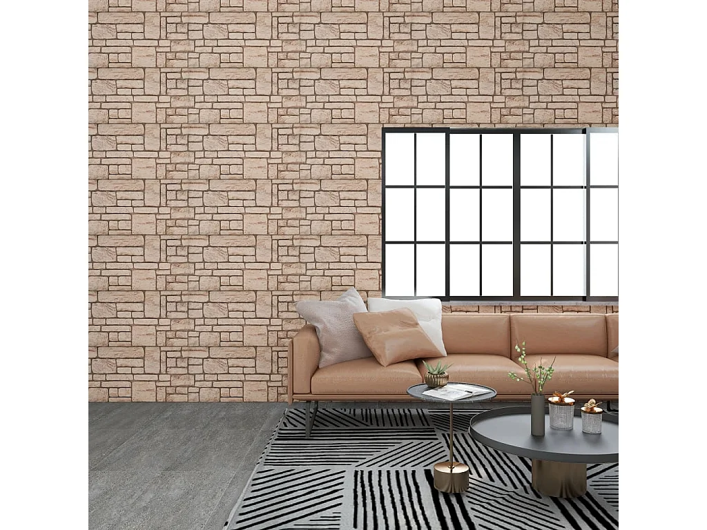 Panneaux muraux 3D avec design de brique beige 11 pcs EPS FR438038