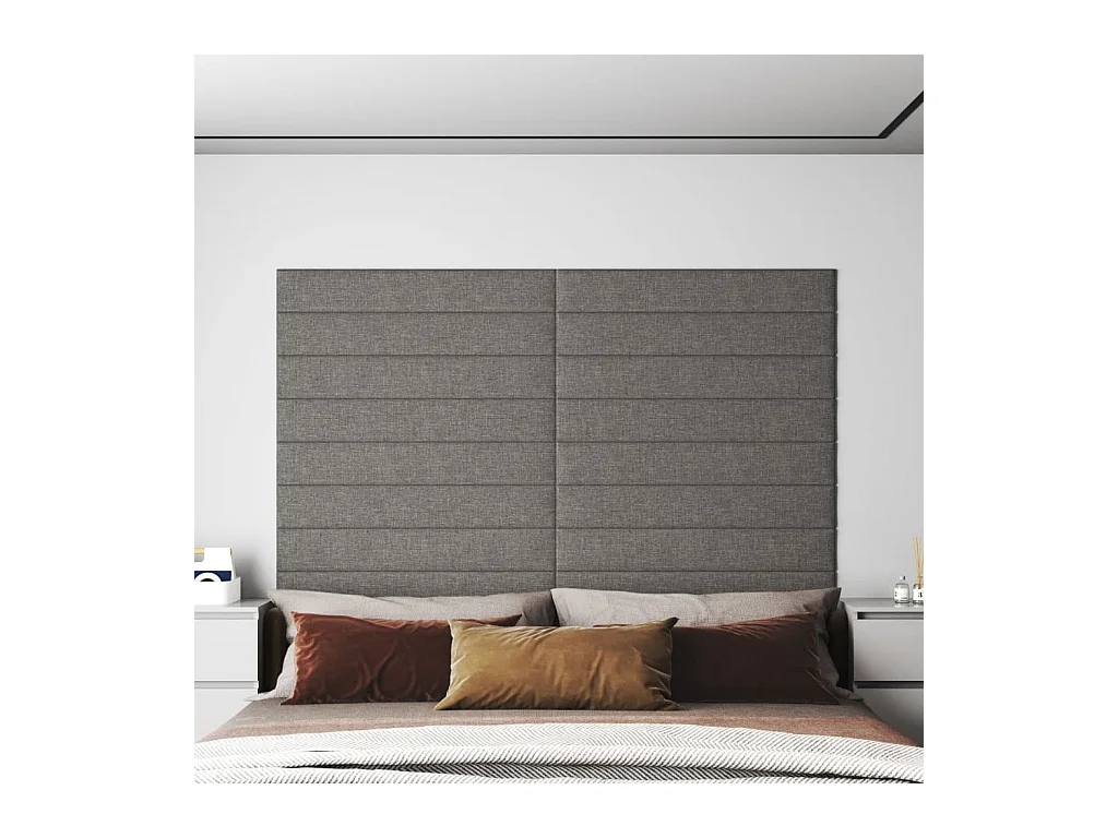 Panneaux muraux 12 pcs Gris clair 90x15 cm Tissu 1,62 m² FR272554