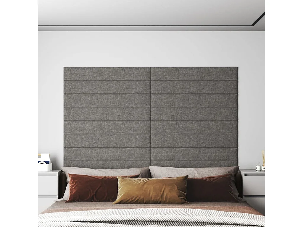 Panneaux muraux 12 pcs Gris clair 90x15 cm Tissu 1,62 m² FR272554
