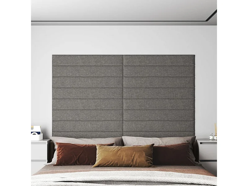 Panneaux muraux 12 pcs Gris clair 90x15 cm Tissu 1,62 m² FR272554