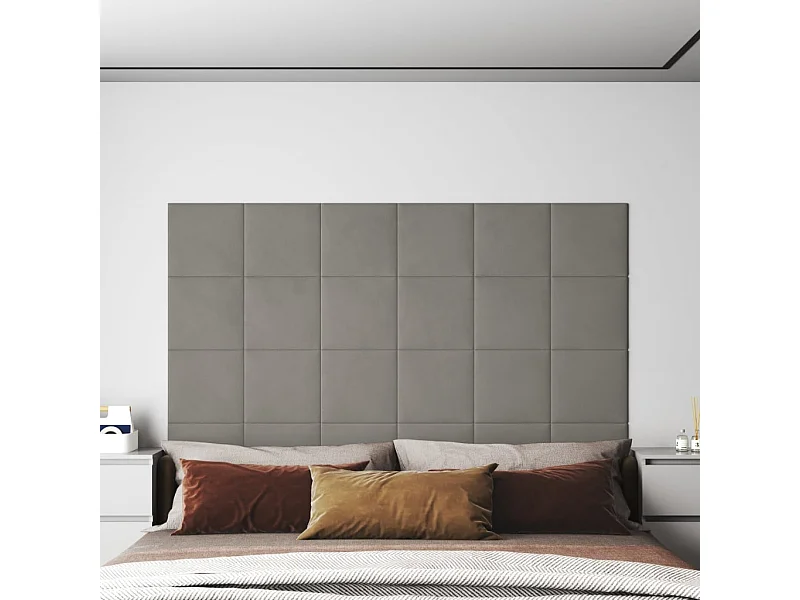Panneaux muraux 12 pcs Gris clair 30x30 cm Velours 1,08 m² FR879509