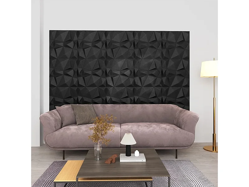 Panneaux muraux 3D 12 pcs 50x50 cm noir diamant 3 m² FR207261