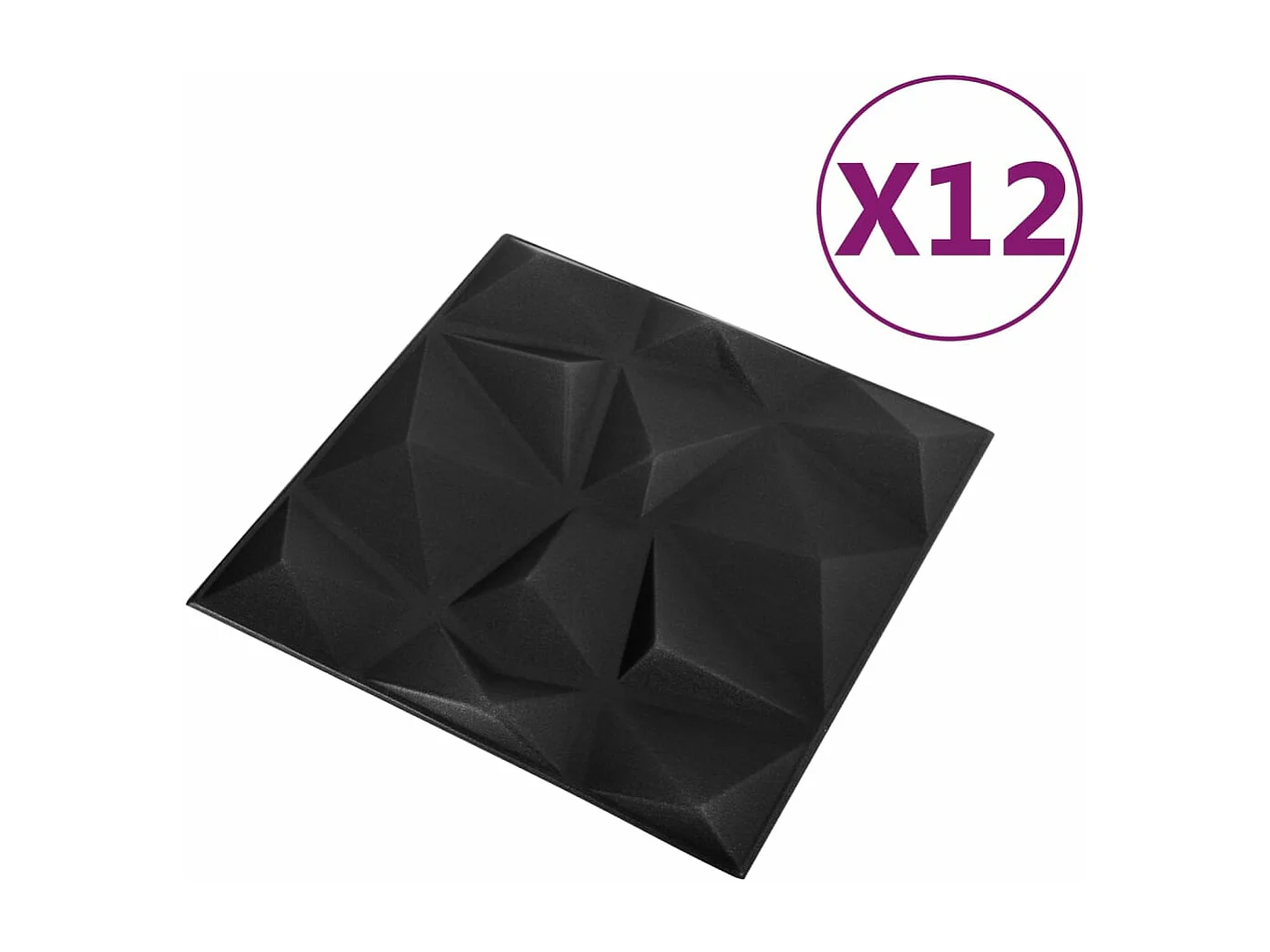 12 st Wandpanelen 3D diamant 3 m² 50x50 cm zwart BE604691