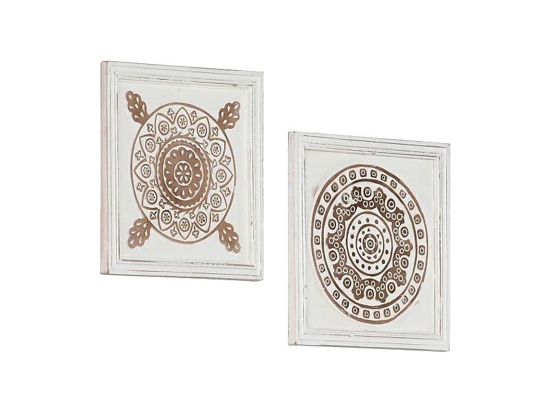 Paneles de pared tallados a mano 2 unidades MDF 40x40x1,5cm ES143900