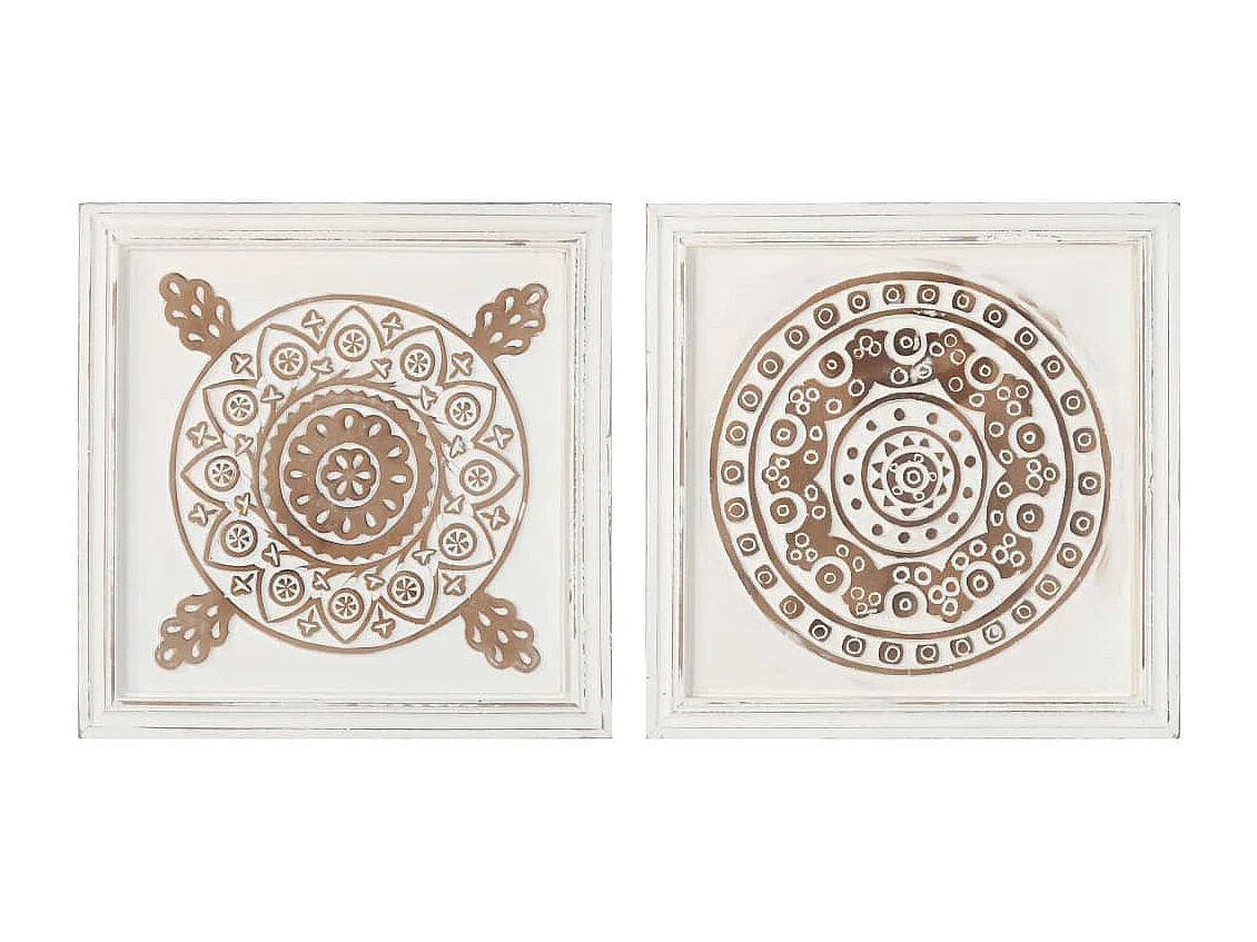 Panneaux muraux sculptés à la main 2 pcs MDF 40x40x1,5 cm FR902428