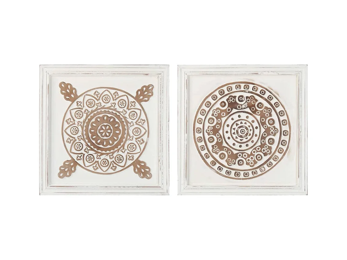 Panneaux muraux sculptés à la main 2 pcs MDF 40x40x1,5 cm FR902428