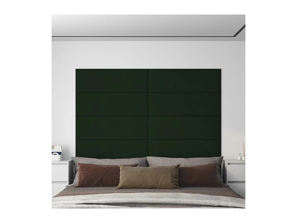 Panneaux muraux 12 pcs Vert foncé 90x30 cm Velours 3,24 m² FR824185