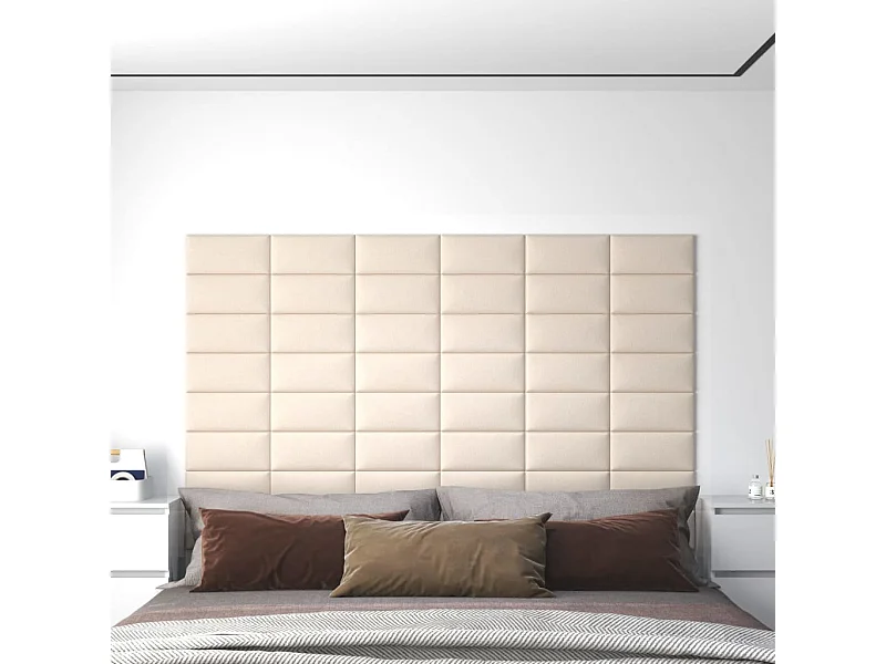 Painel de parede 12 pcs 30x15 cm veludo 0,54 m² cor creme PT373095