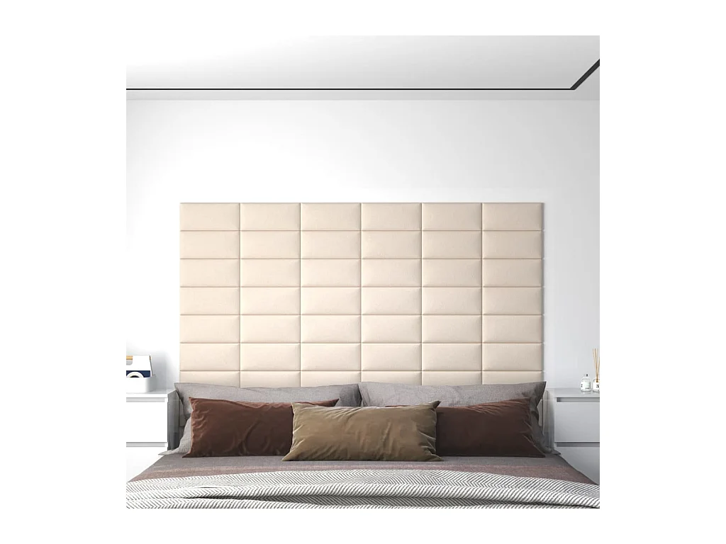 Panneaux muraux 12 pcs Crème 30x15 cm Velours 0,54 m² FR811548