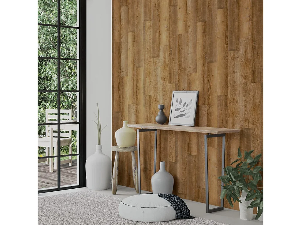Paneles de pared con aspecto de madera PVC marrón 4,12 m² ES905756