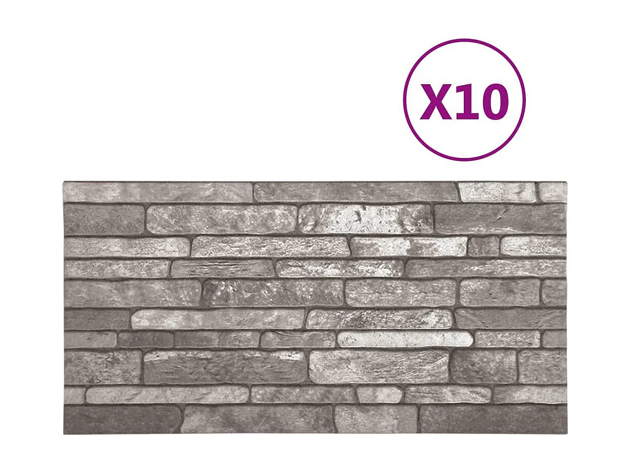 Panneaux muraux 3D avec design de brique gris foncé 10 pcs EPS FR684493