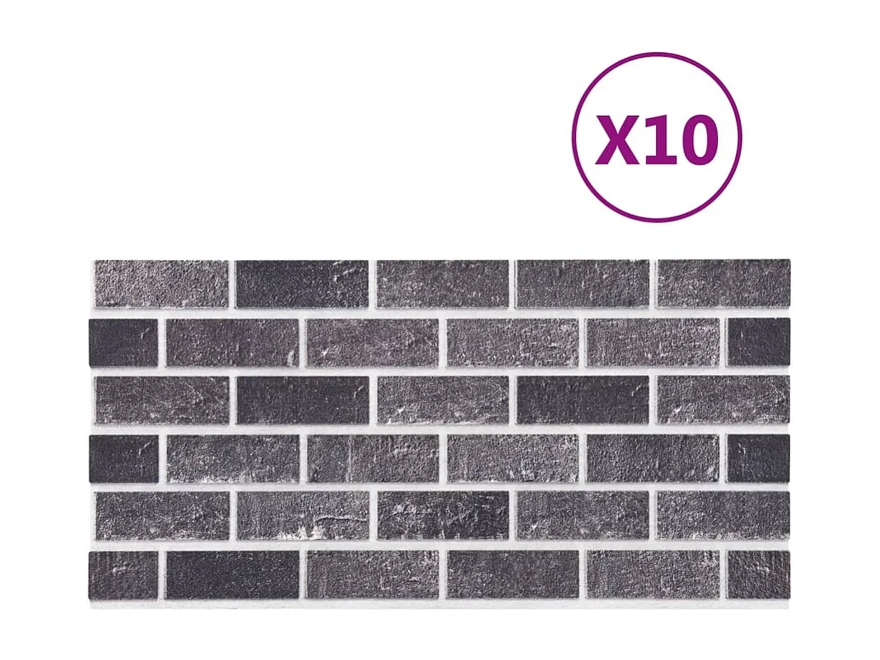Panneaux muraux 3D au design de brique gris et noir 10 pcs EPS FR132949