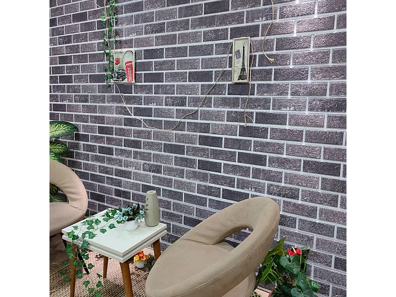 Paneles de pared 3D diseño de ladrillo 10 uds EPS negro y gris ES377594