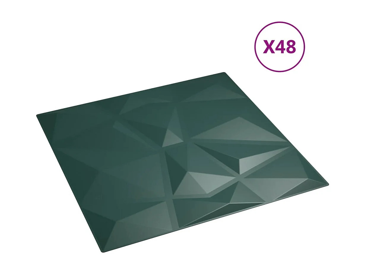 Panneaux muraux 48 pcs vert 50x50 cm XPS 12 m² losange FR723612
