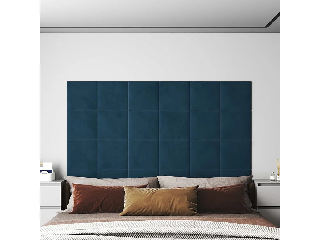 Painel de parede 12 pcs 30x30 cm veludo 1,08 m² azul PT296601