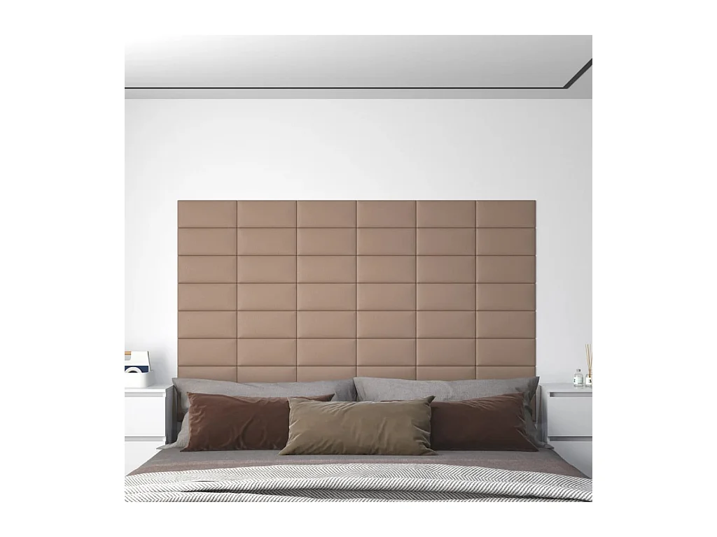 Panneaux muraux 12 pcs Cappuccino 30x15 cm Similicuir 0,54 m² FR225898