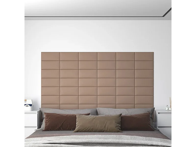 Panneaux muraux 12 pcs Cappuccino 30x15 cm Similicuir 0,54 m² FR225898