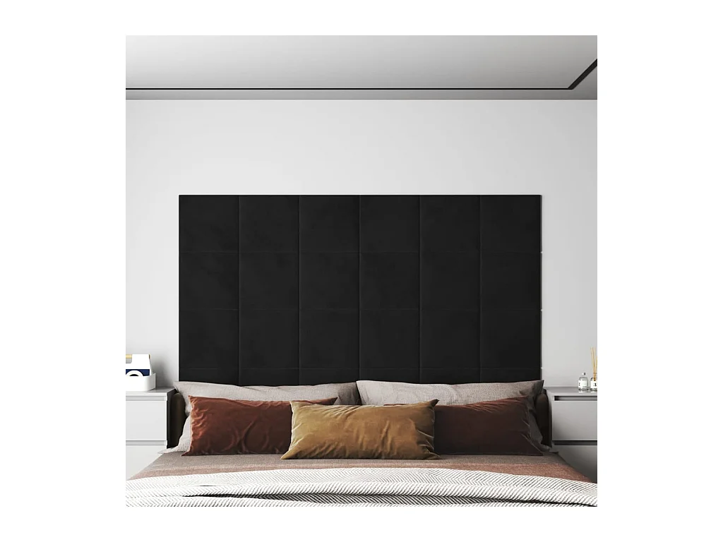 Panneaux muraux 12 pcs Noir 30x30 cm Velours 1,08 m² FR672242