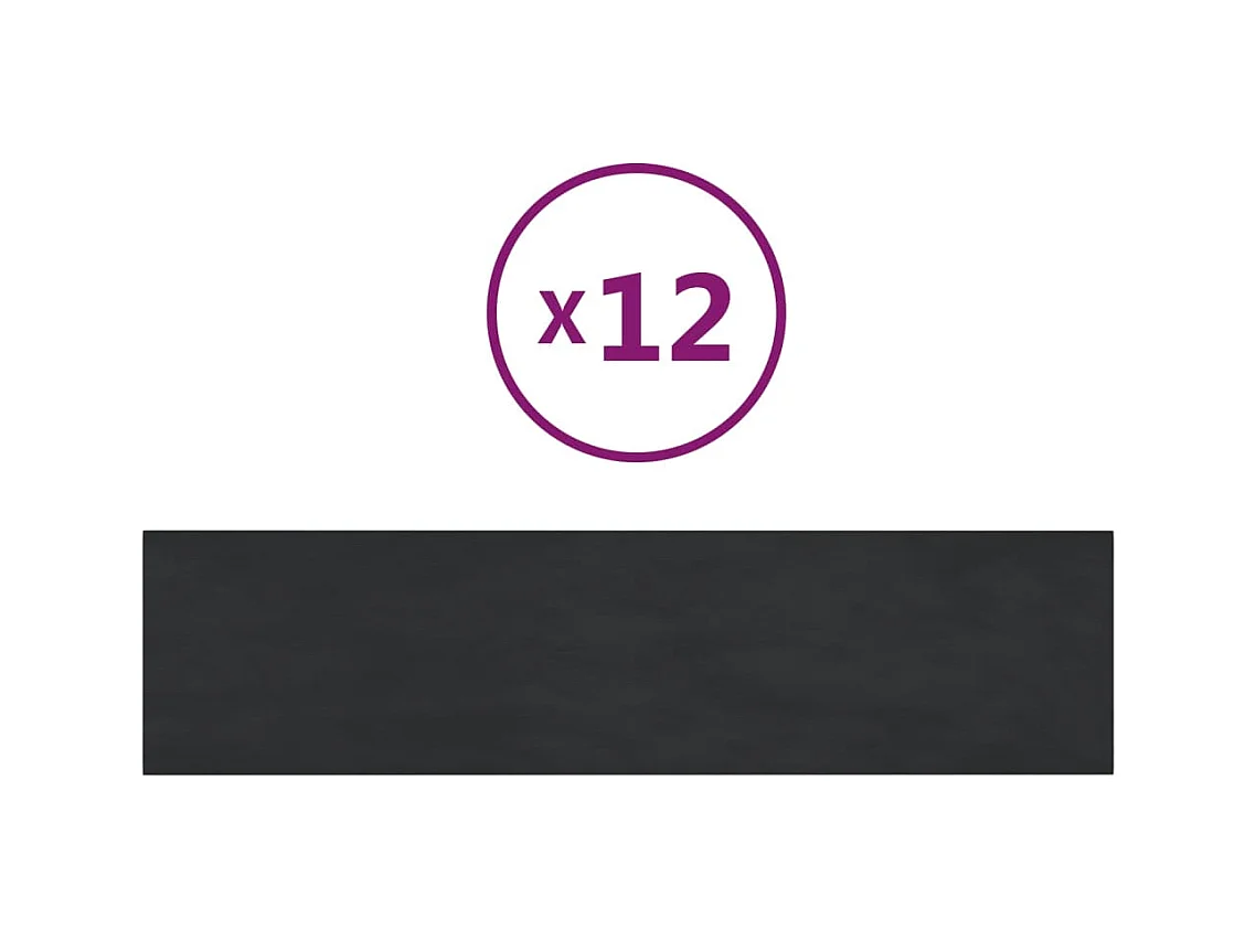 Painel de parede 12 pcs 60x15 cm veludo 1,08 m² preto PT807651