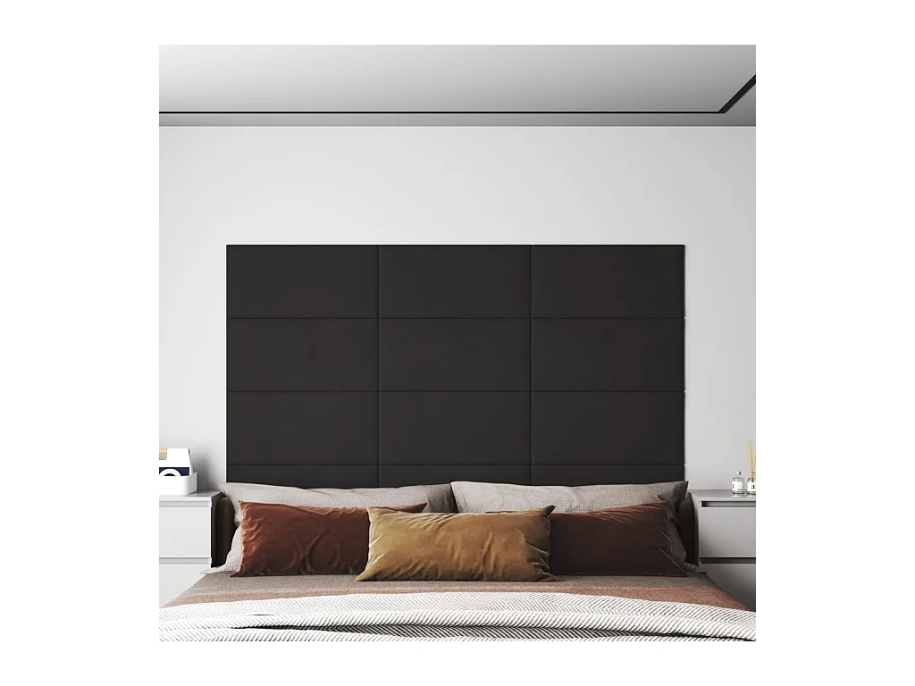 Panneaux muraux 12 pcs Noir 60x30 cm Velours 2,16 m² FR210362