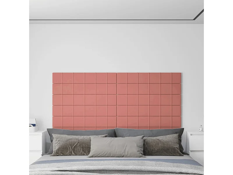 Paneles de pared 12 uds terciopelo rosa 90x15 cm 1,62 m² ES667063