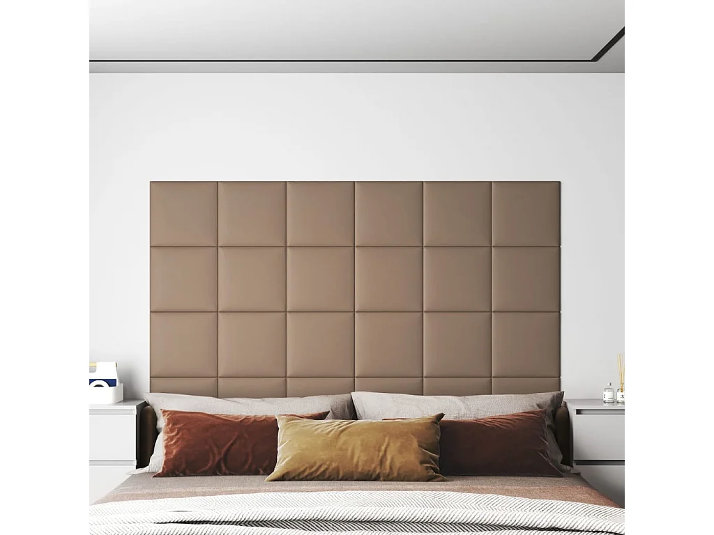 Panneaux muraux 12 pcs Cappuccino 30x30 cm Similicuir 1,08 m² FR281718